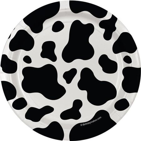 BIRTH5000 Birth5000 305728 9 in. Cow Print Dinner Plate; Pack of 8 305728